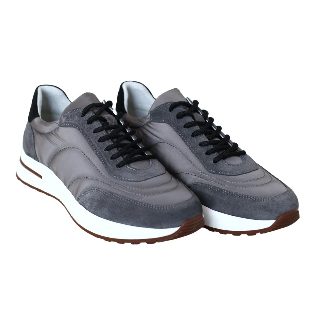 Antrasit Deri Bağcık Detaylı Erkek Sneaker