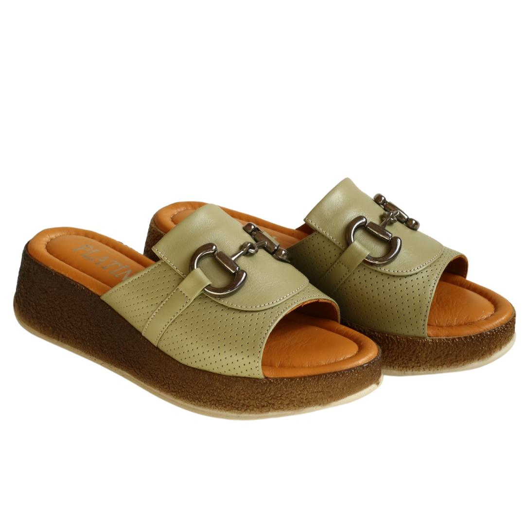 Avakado Deri Toka Detaylı Kadın Terlik