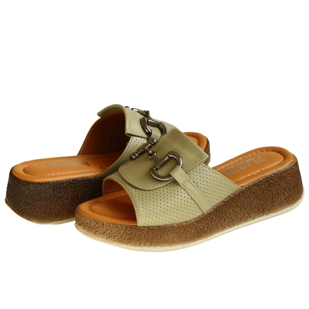 Avakado Deri Toka Detaylı Kadın Terlik