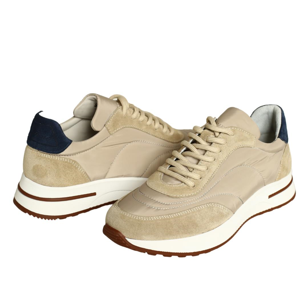 Bej Deri Bağcık Detaylı Erkek Sneaker