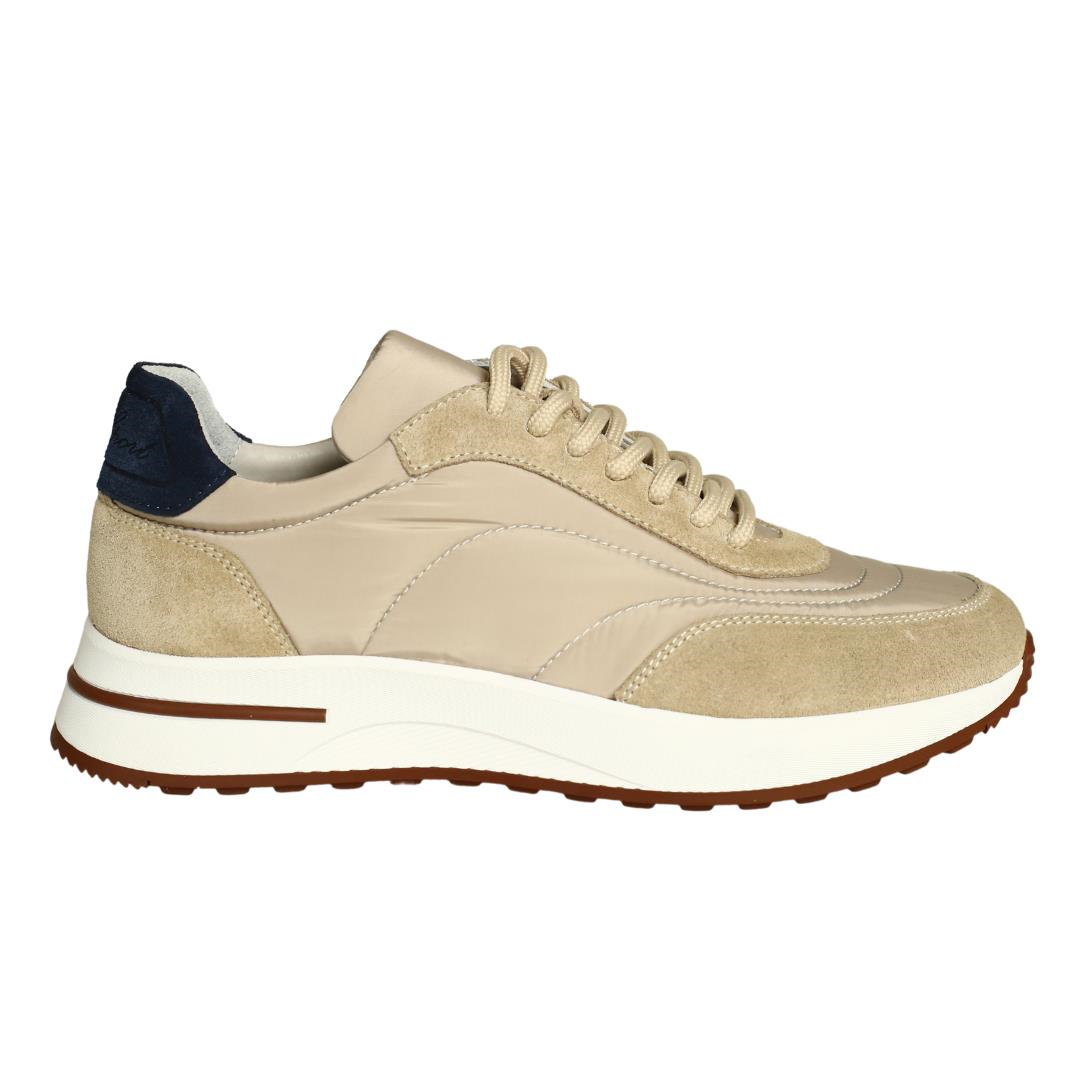 Bej Deri Bağcık Detaylı Erkek Sneaker