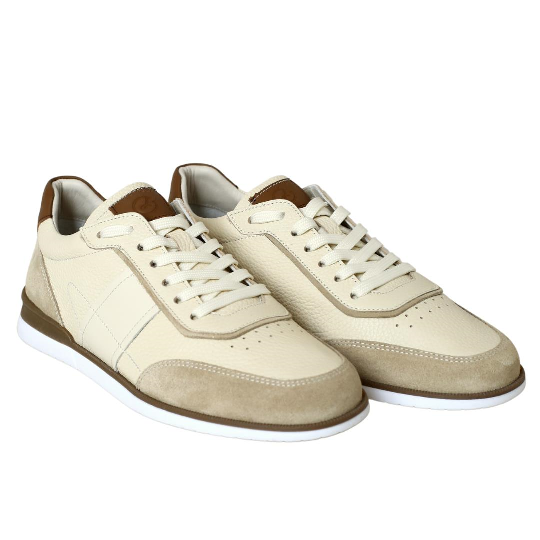 Bej Deri Erkek Sneaker