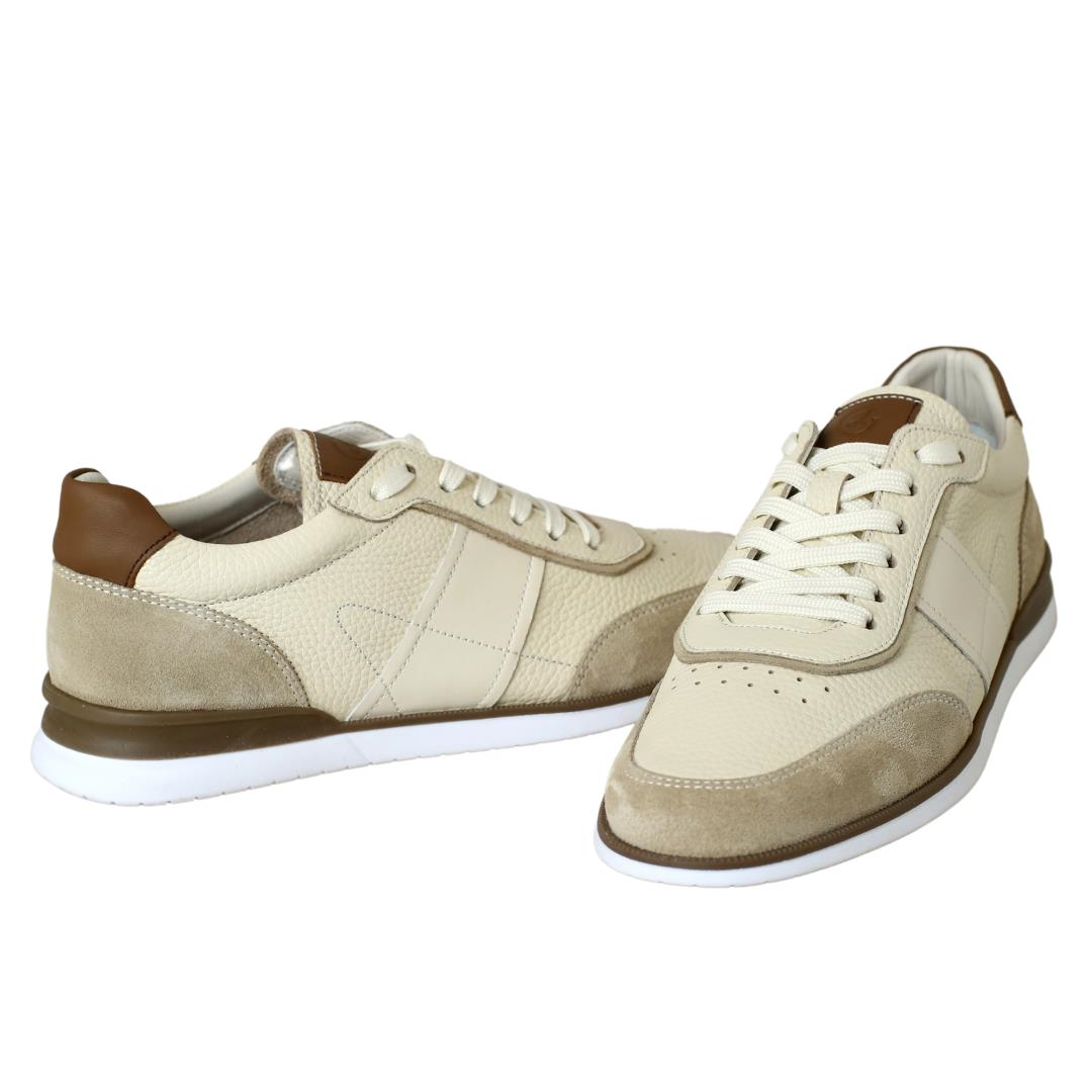 Bej Deri Erkek Sneaker