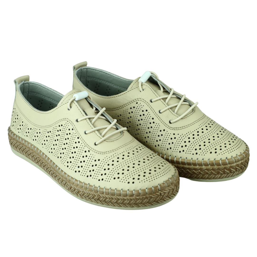 Bej Deri Kadın Günlük Ayakkabı