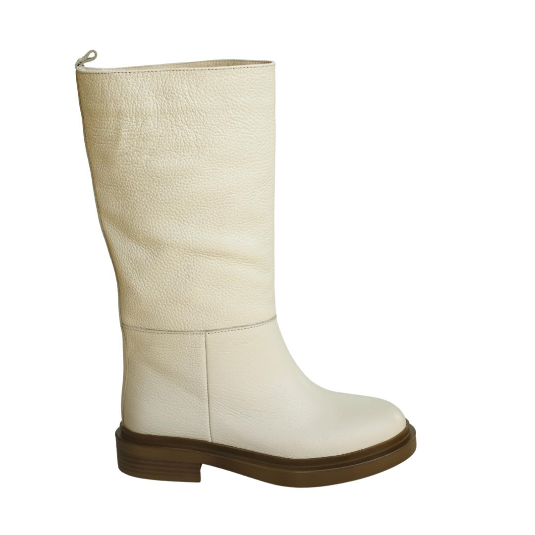 Bej Deri Kadın Günlük Çizme