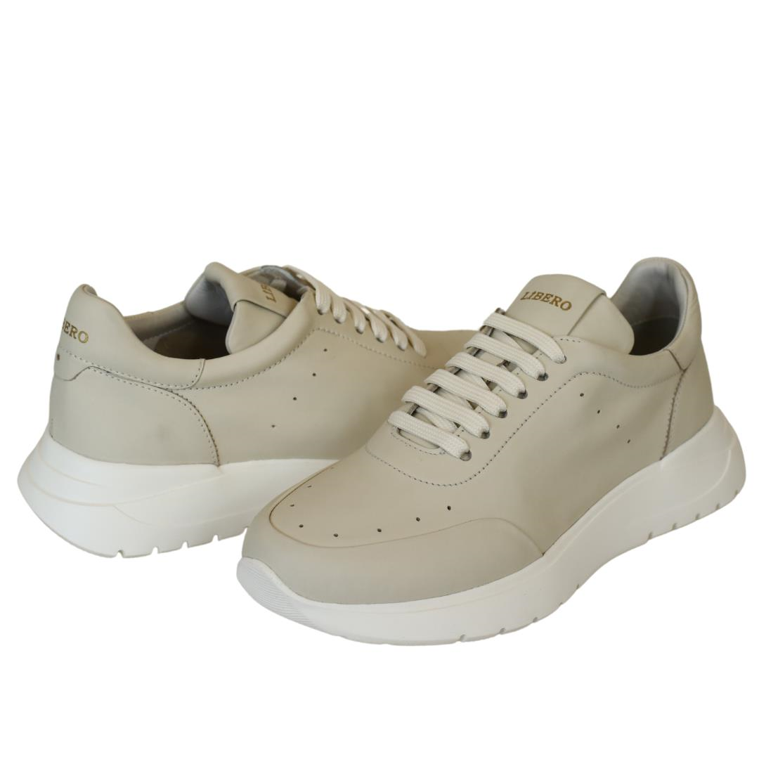Bej Deri Kadın Sneaker
