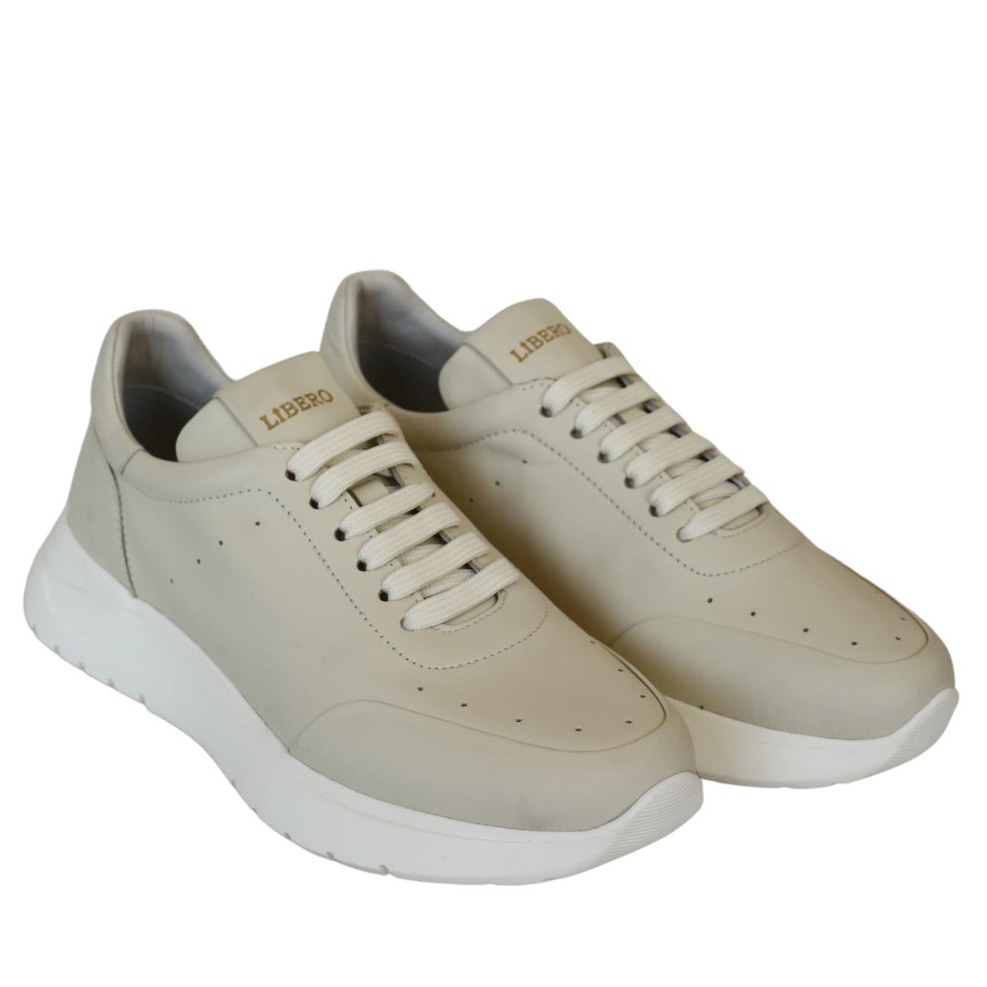 Bej Deri Kadın Sneaker