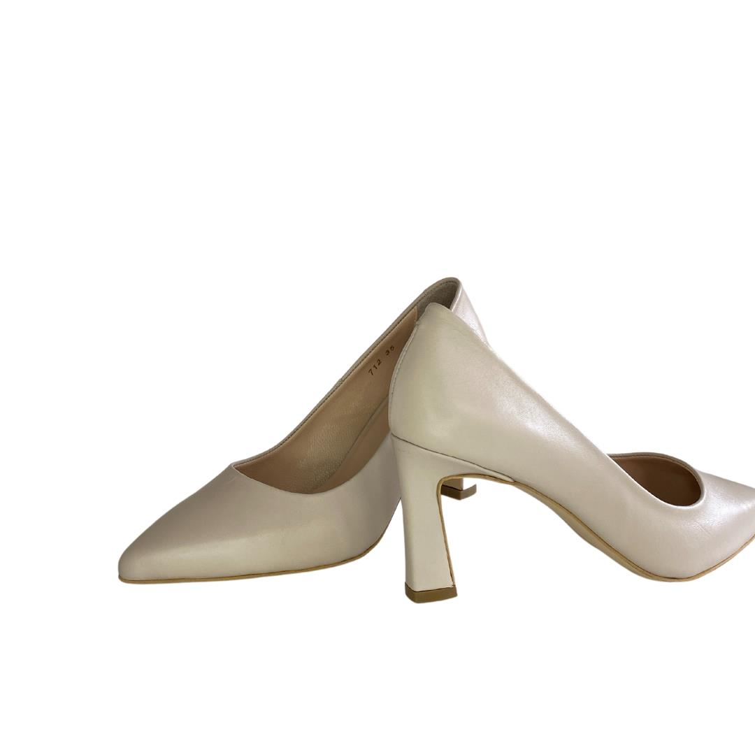 Bej Deri Kadın Stiletto