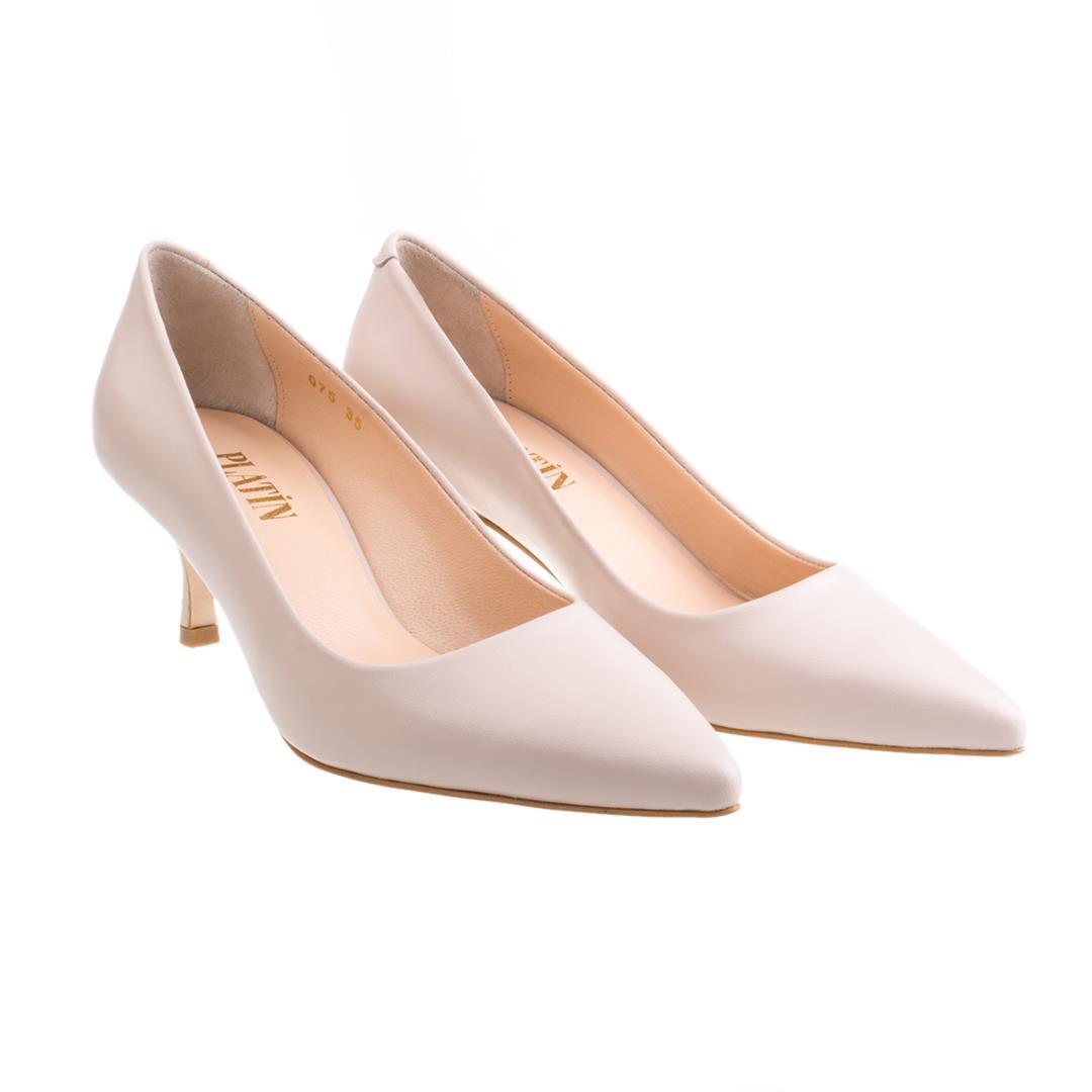 Bej Deri Kadın Stiletto