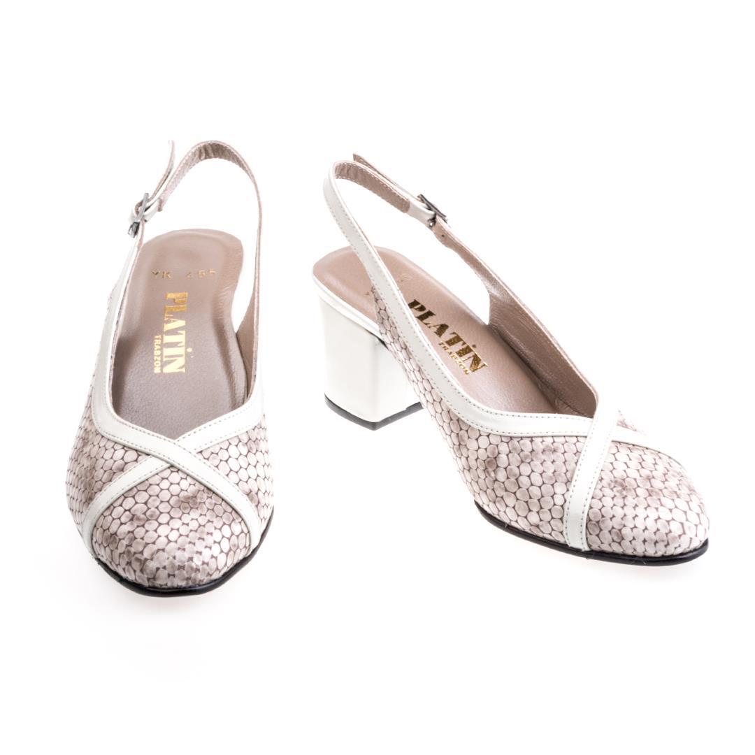 Bej Python Baskı Kadın Klasik Topuklu Ayakkabı