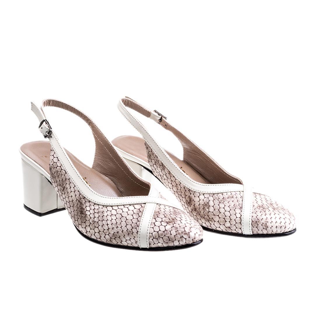 Bej Python Baskı Kadın Klasik Topuklu Ayakkabı