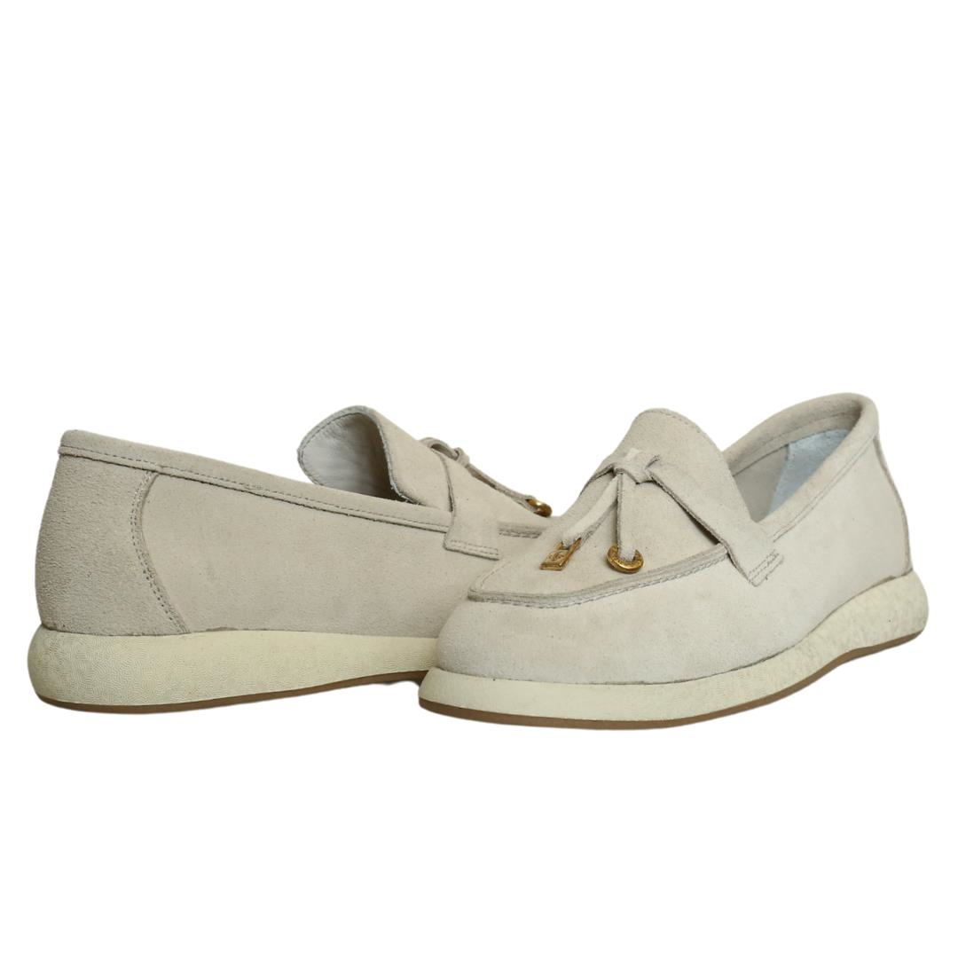 Bej Süet Kadın Tokalı Loafer