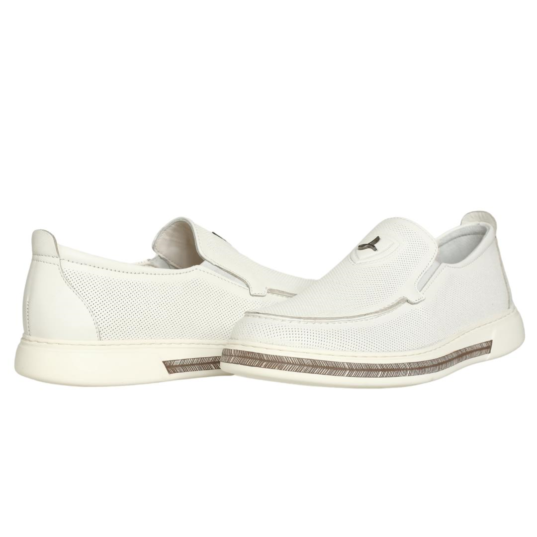 Beyaz Deri Erkek Loafer