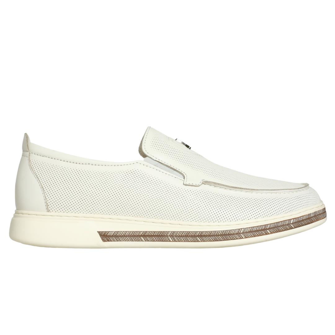 Beyaz Deri Erkek Loafer