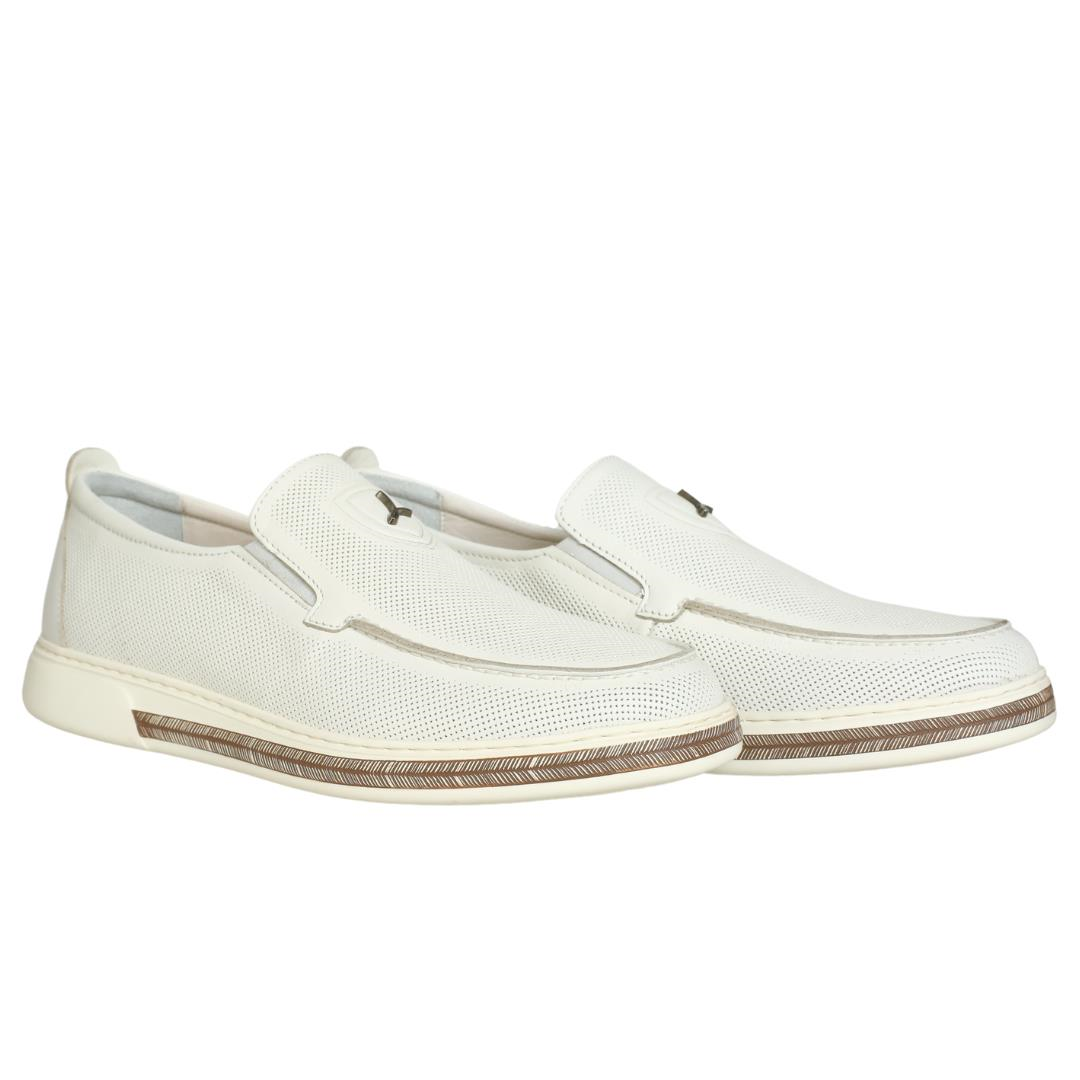 Beyaz Deri Erkek Loafer