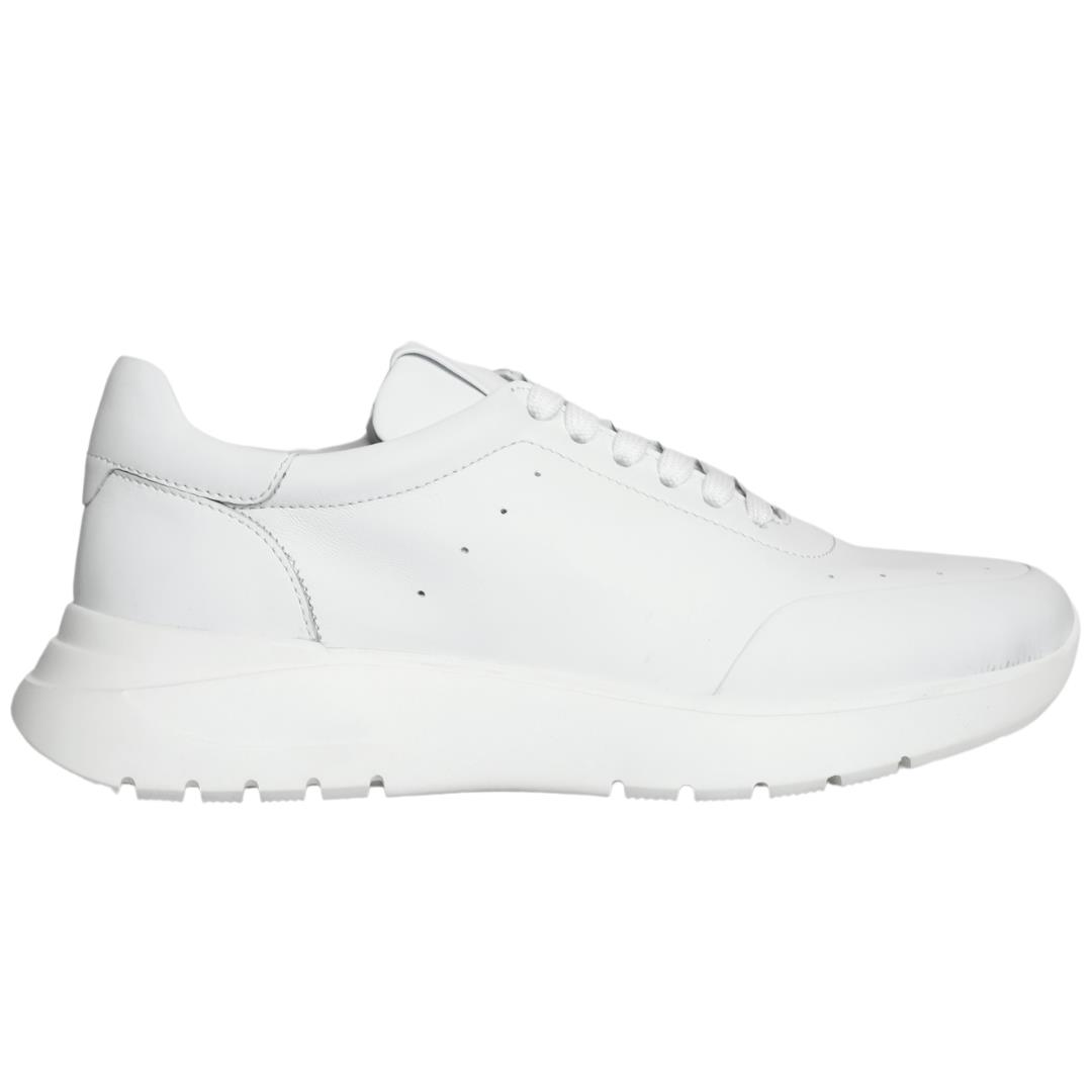 Beyaz Deri Kadın Bağcıklı Sneaker