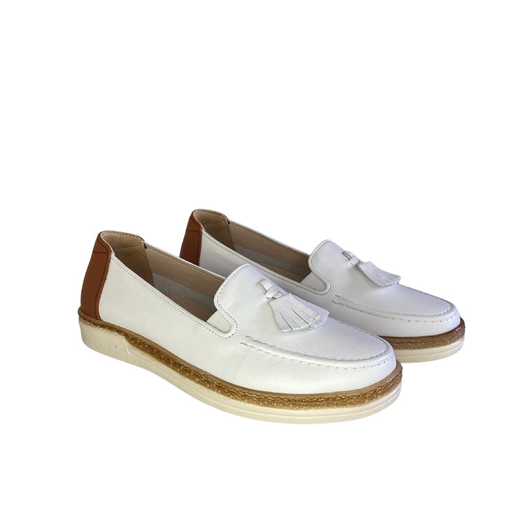 Beyaz Kadın Loafer Ayakkabı