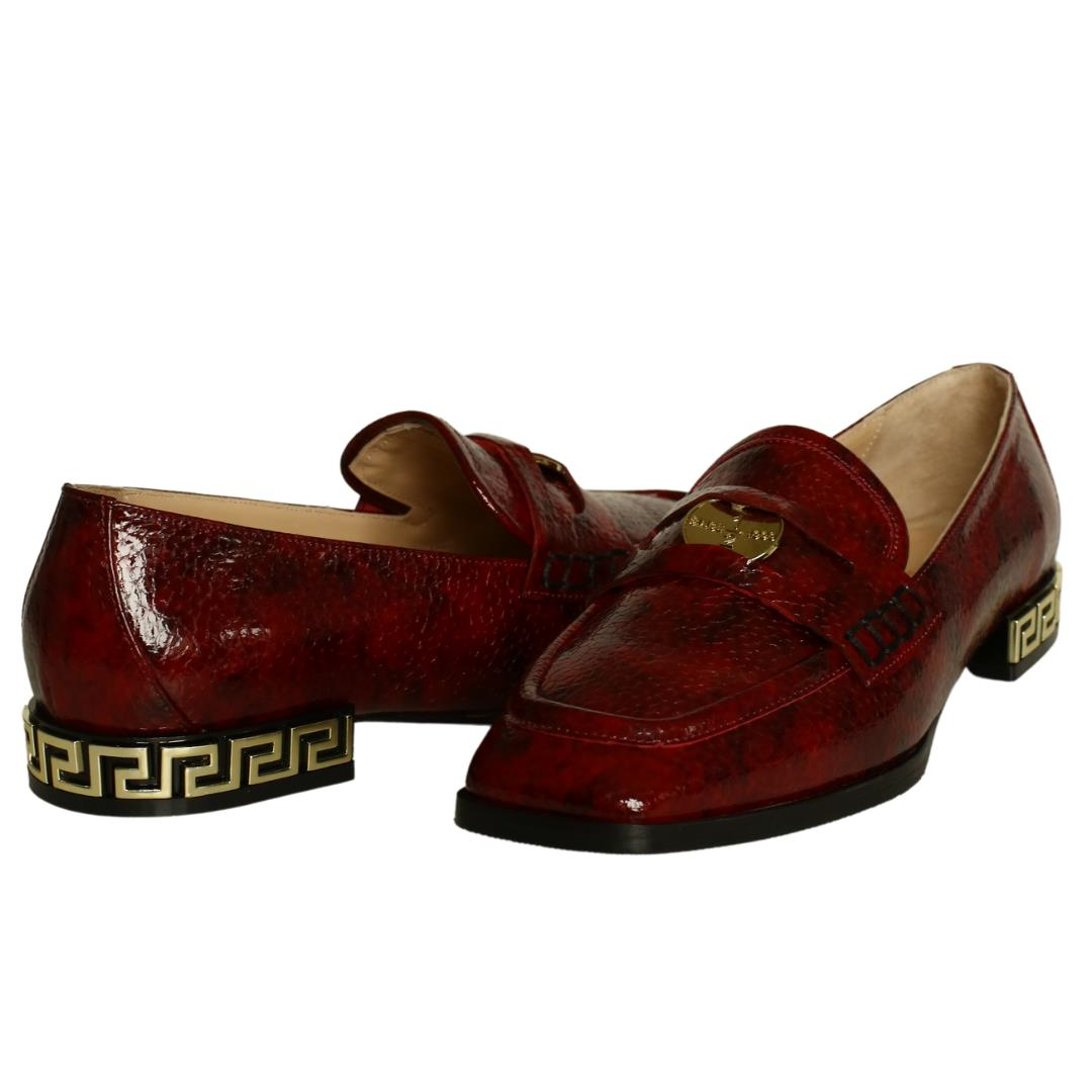 Bordo Deri Kadın Loafer Ayakkabı