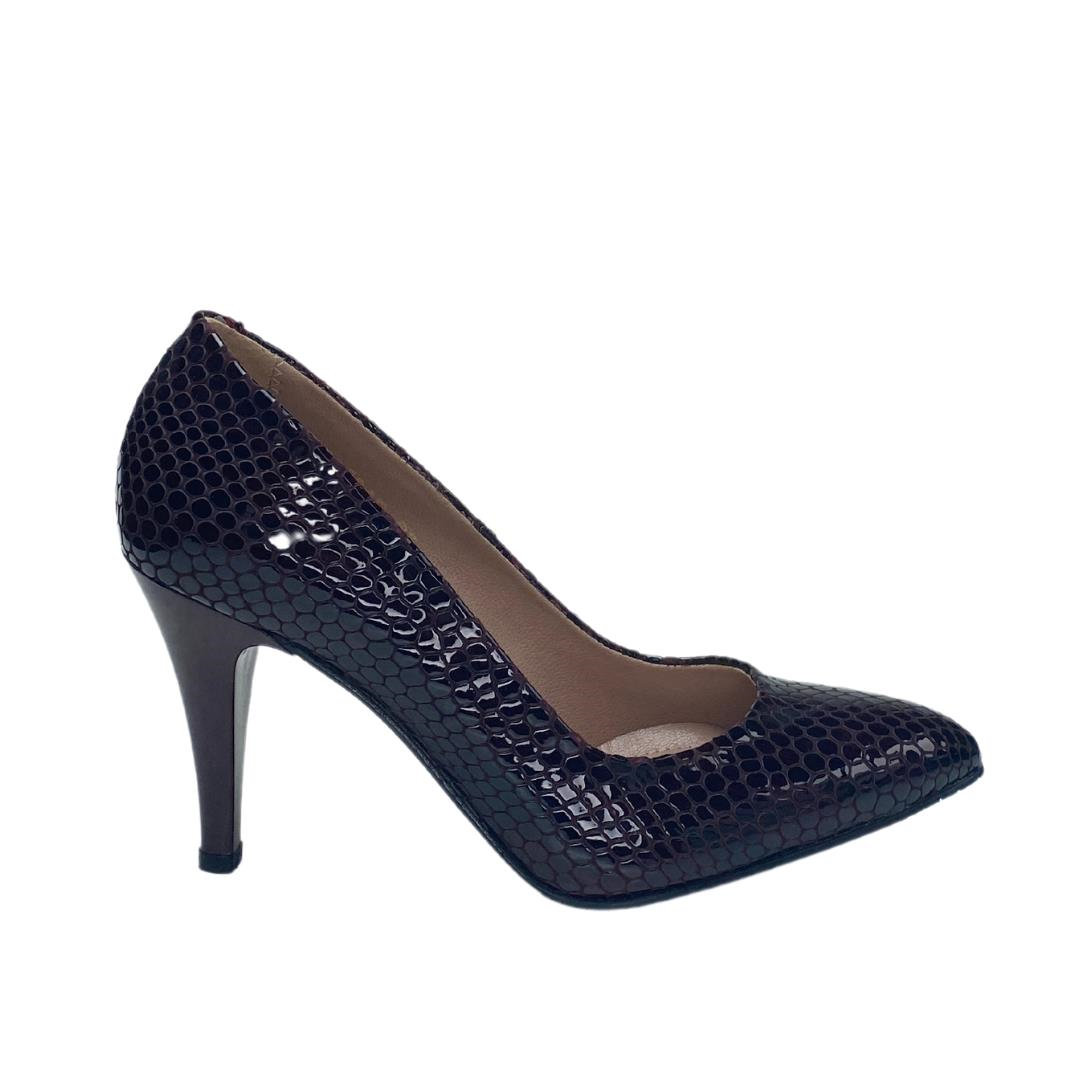 Bordo Python Baskı Kadın Stiletto Ayakkabı