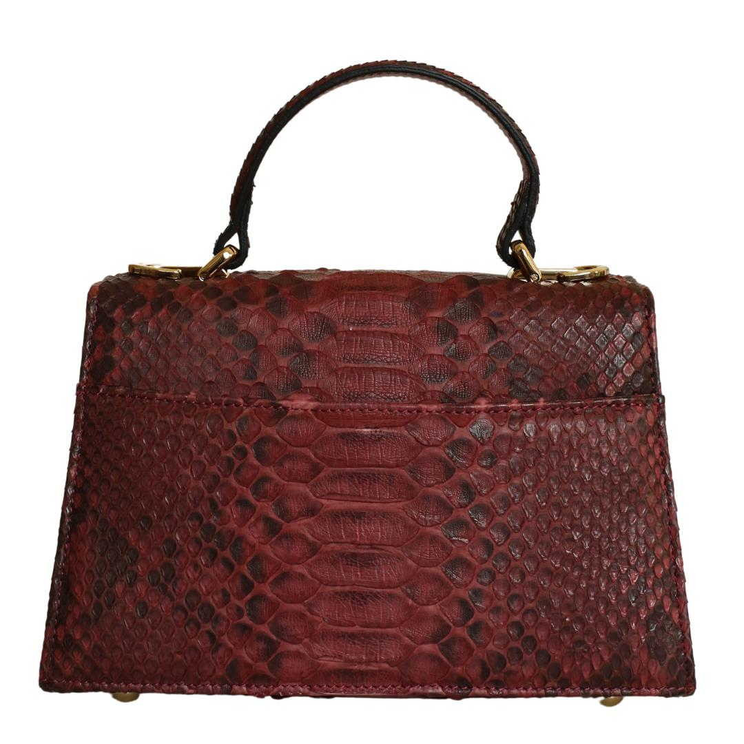 Bordo Python Deri Kadın El Çantası
