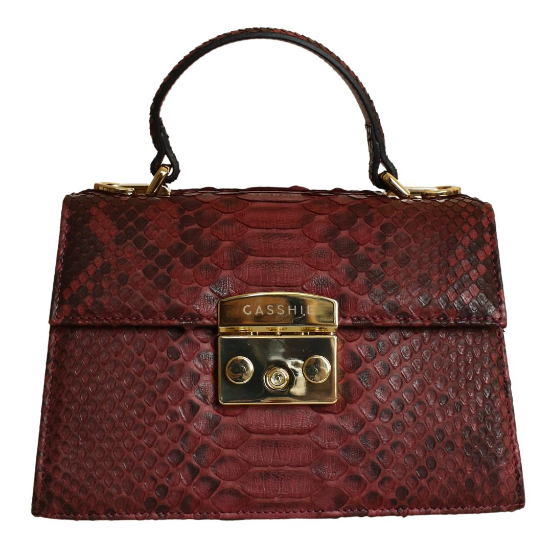 Bordo Python Deri Kadın El Çantası