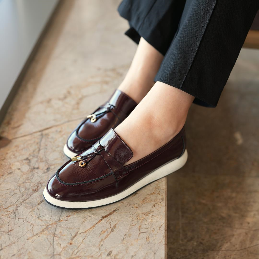 Bordo Rugan Tokalı Kadın Loafer