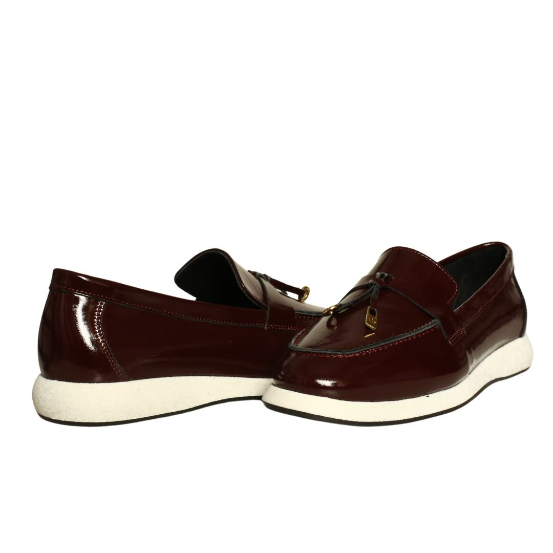 Bordo Rugan Tokalı Kadın Loafer
