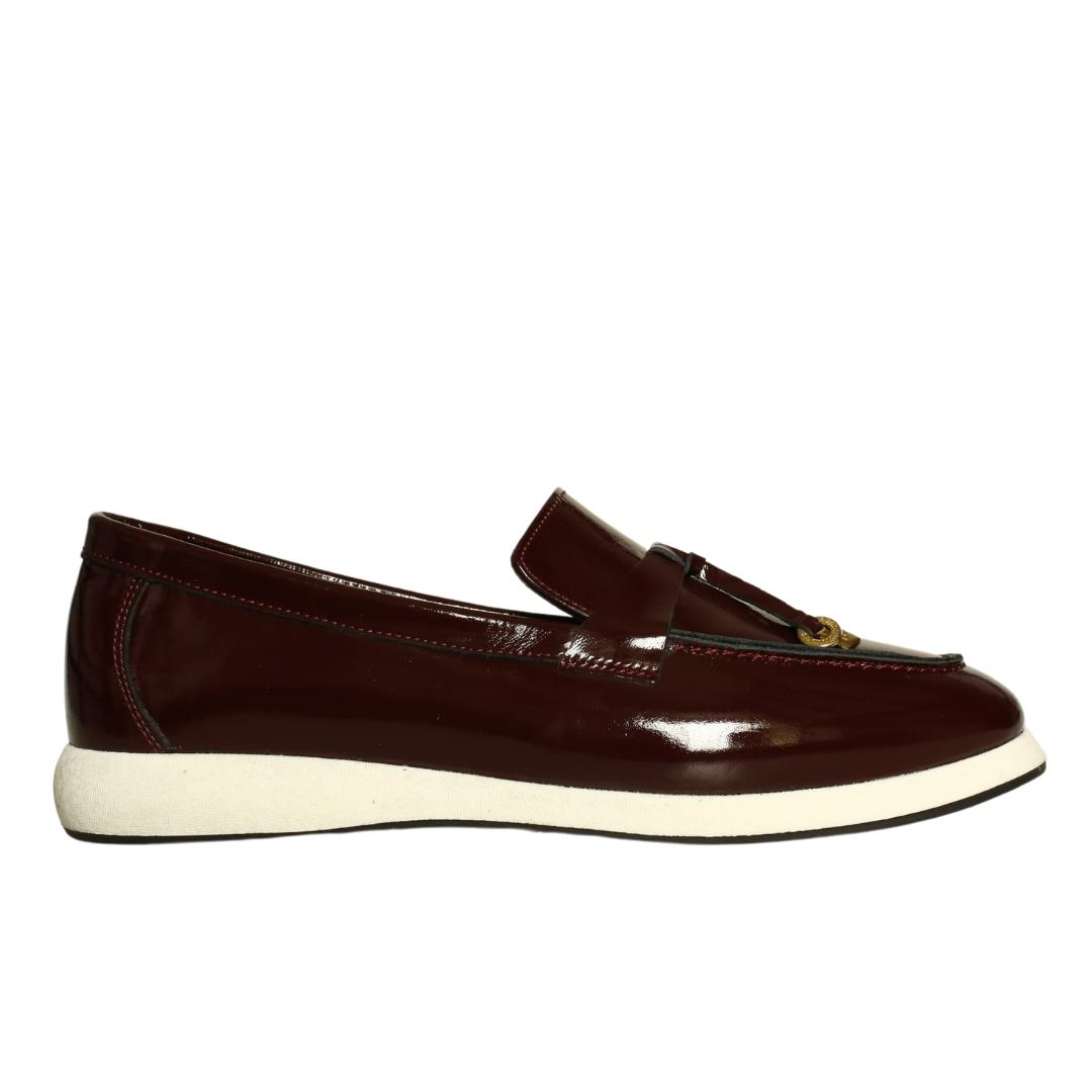 Bordo Rugan Tokalı Kadın Loafer