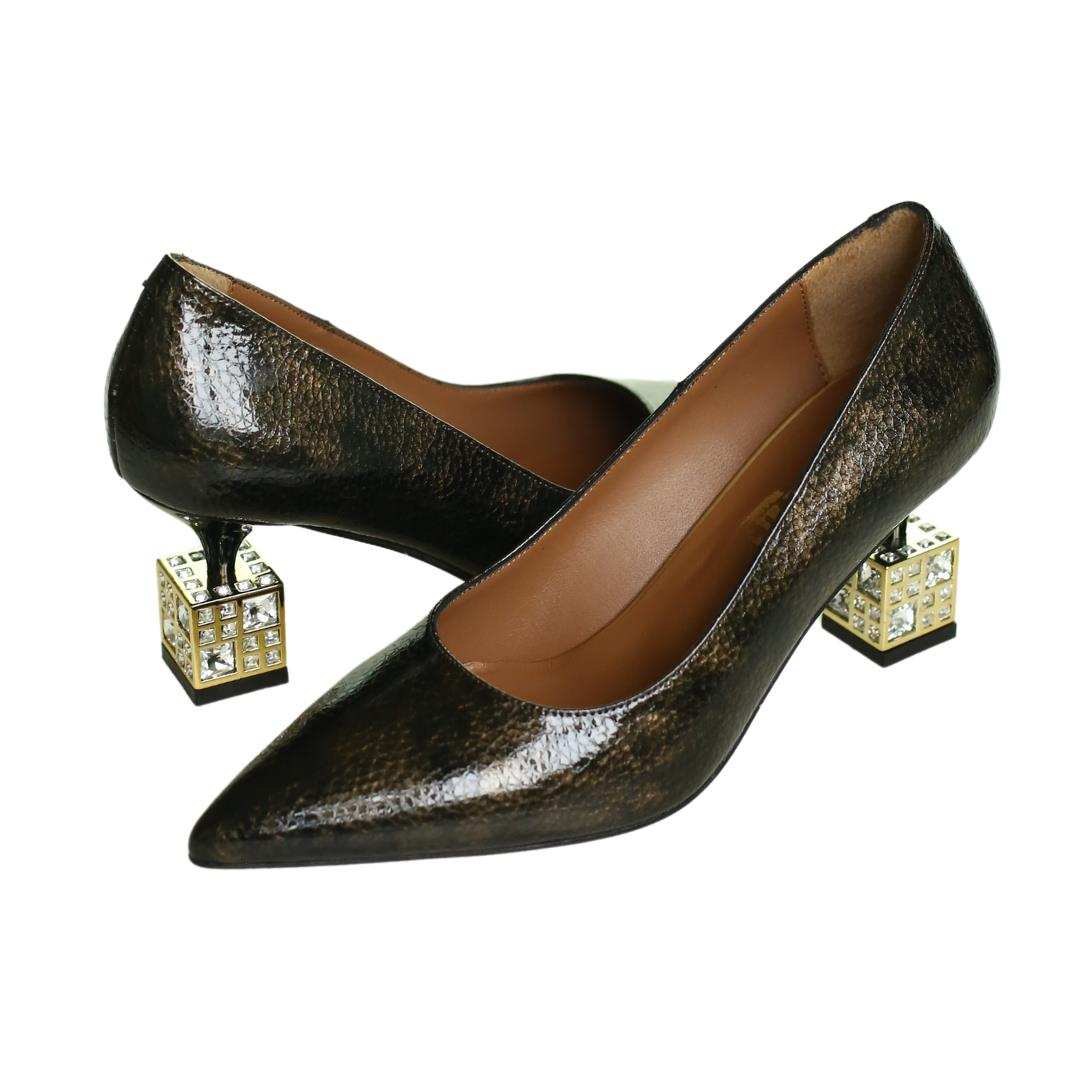 Bronz Deri Kadın Stiletto