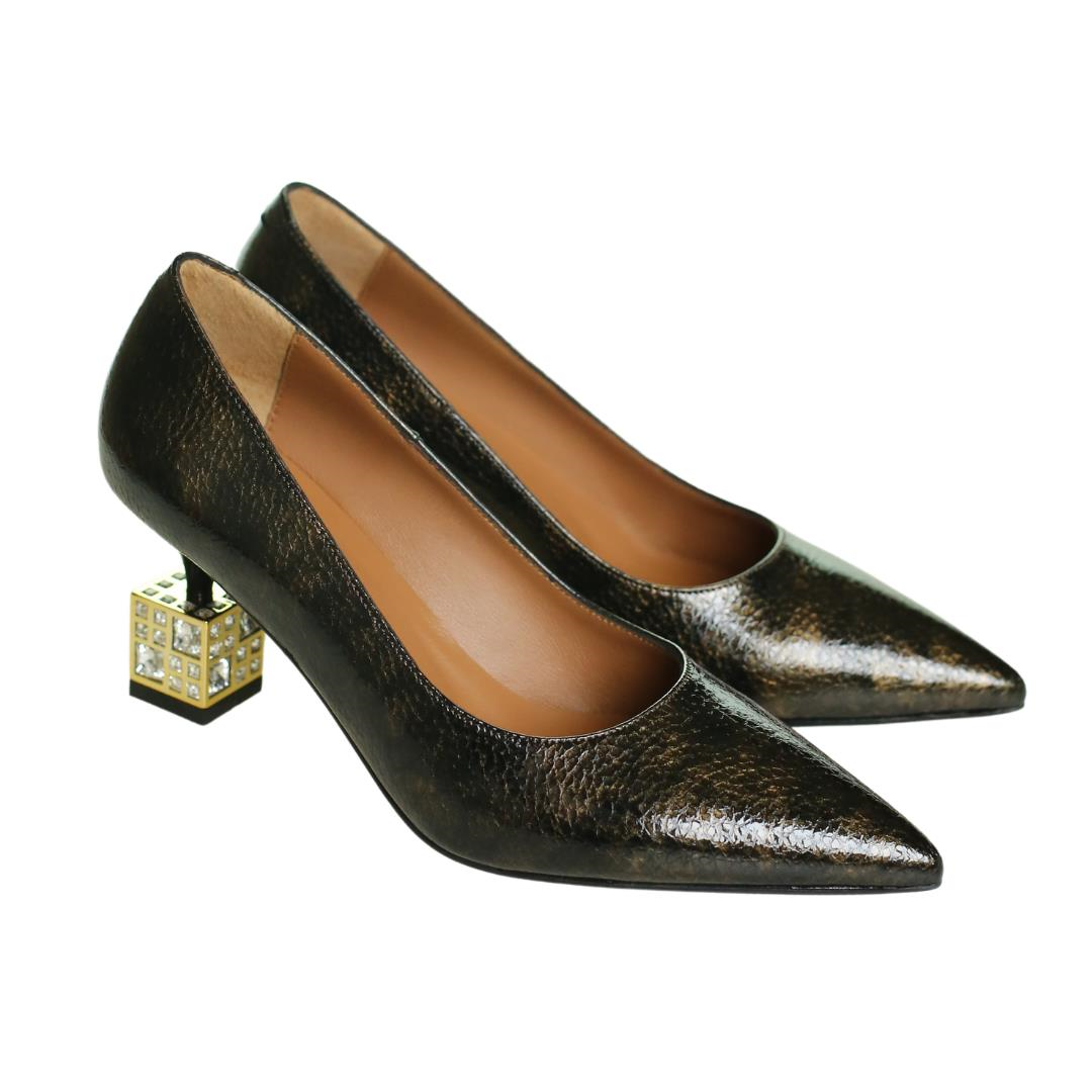 Bronz Deri Kadın Stiletto