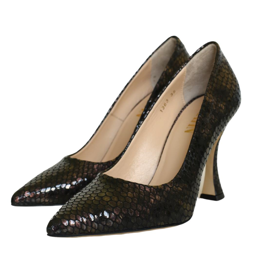 Bronz Python Baskı Kadın Stiletto
