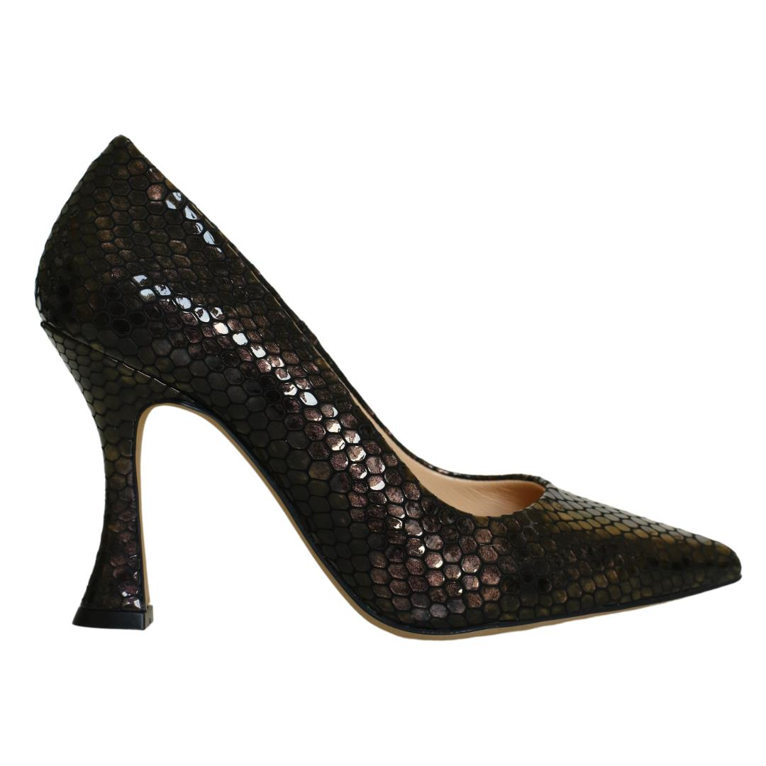 Bronz Python Baskı Kadın Stiletto