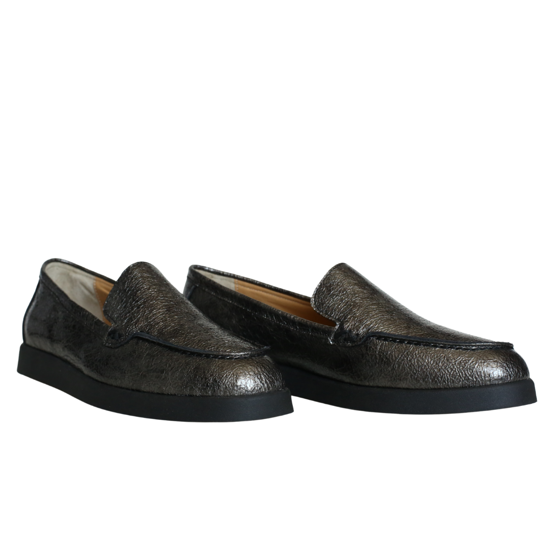 Çelik Kırışık Rugan Kadın Loafer
