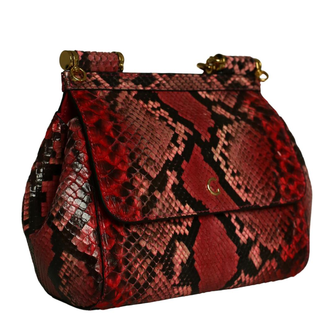 Fuşya Python Deri Kadın El Çanta