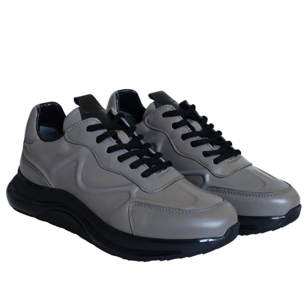 Gri Deri Erkek Sneaker