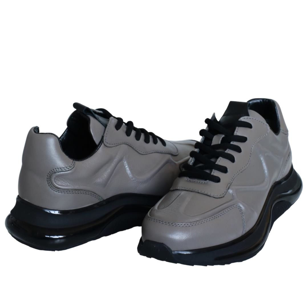 Gri Deri Erkek Sneaker