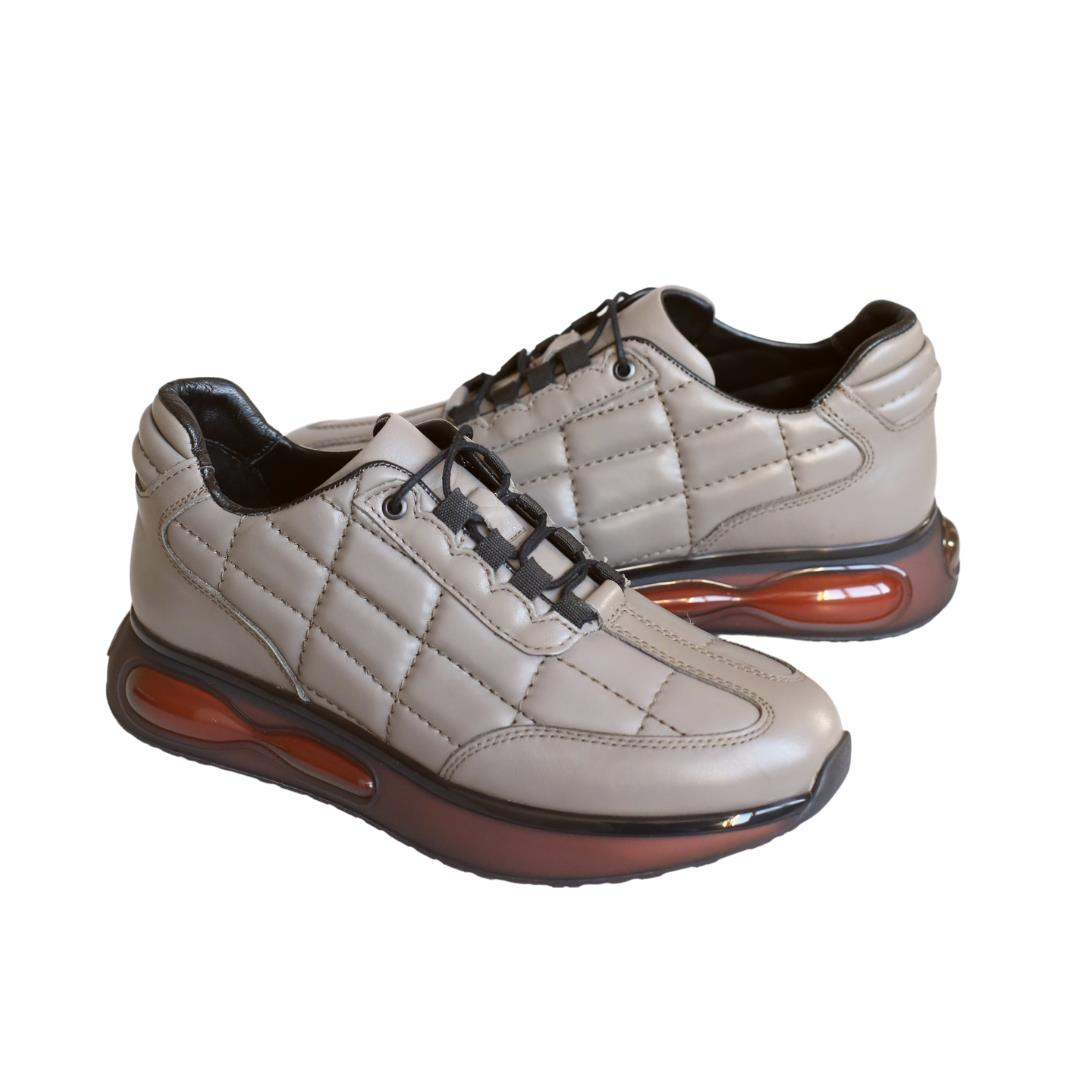 Gri Deri Erkek Sneaker
