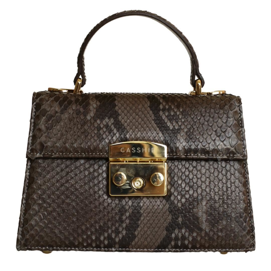 Gri Python Deri Kadın El Çantası