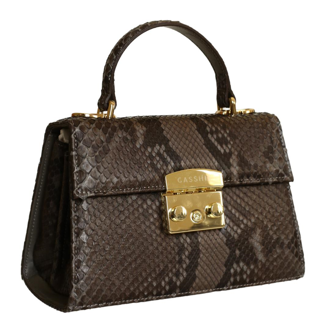 Gri Python Deri Kadın El Çantası