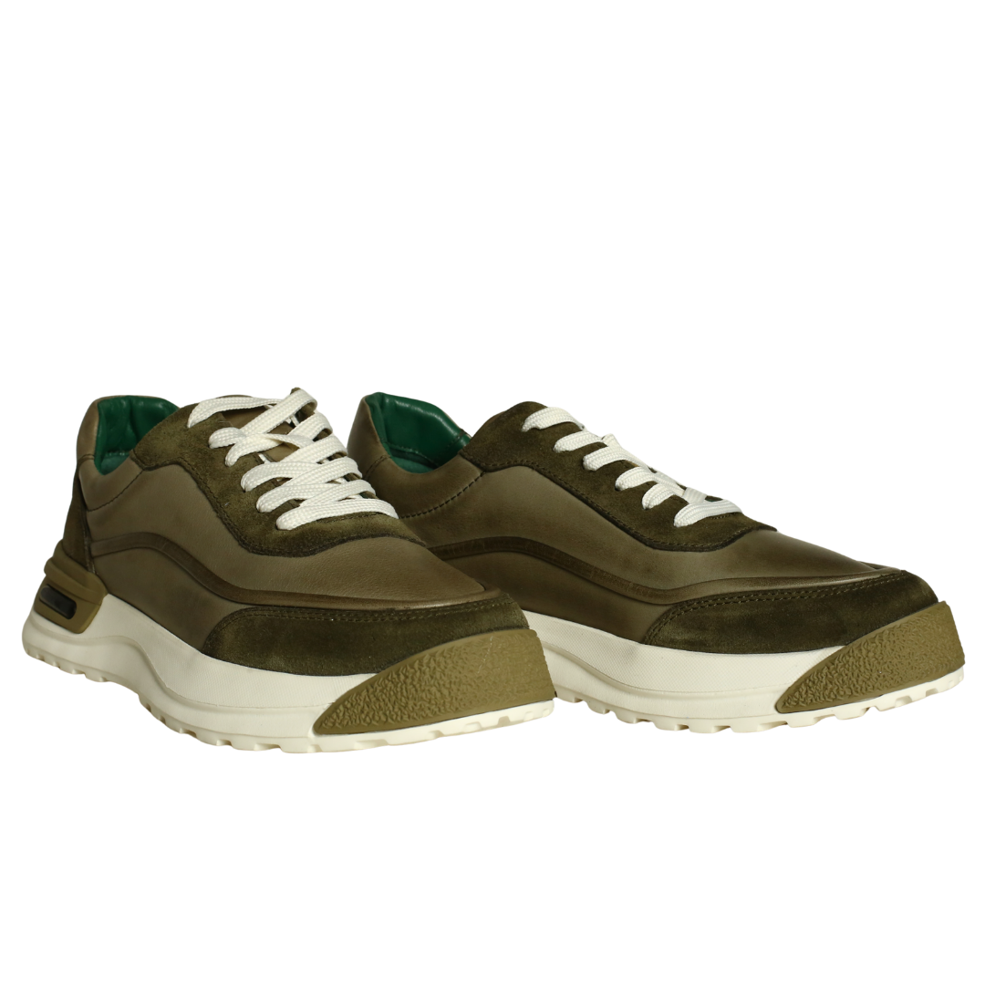 Haki Deri Erkek Sneaker