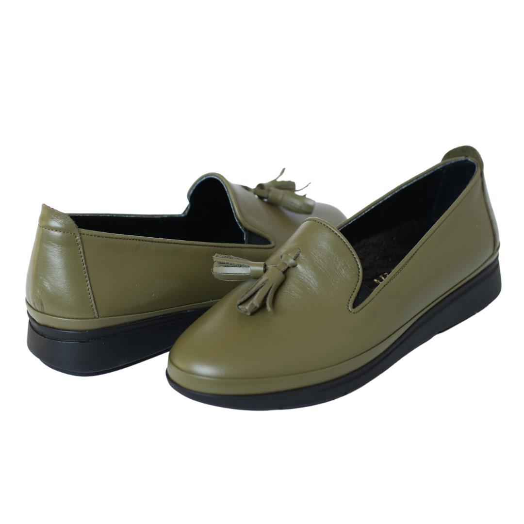 Haki Deri Kadın Günlük Ayakkabı