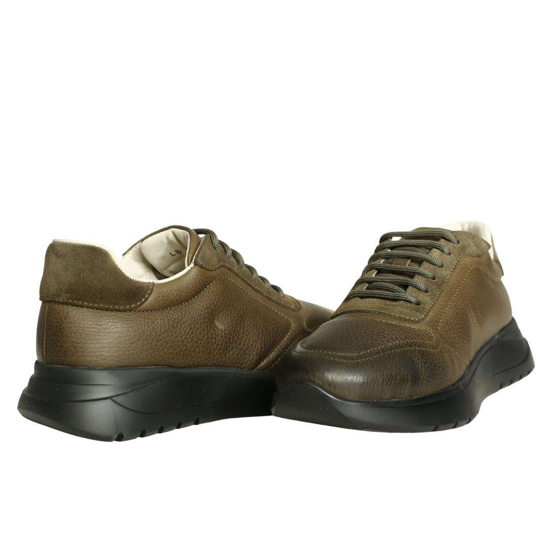 Haki Deri Kadın Sneaker