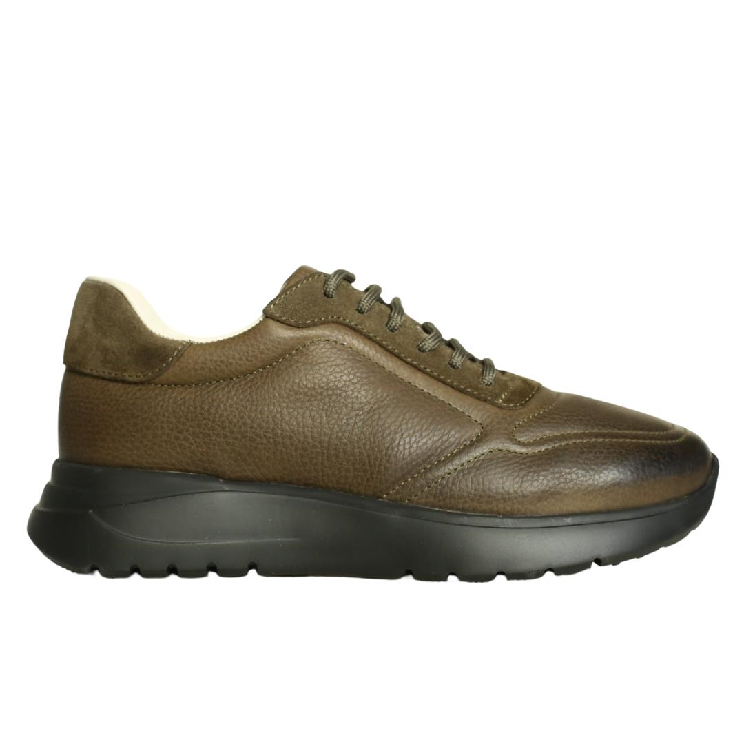 Haki Deri Kadın Sneaker