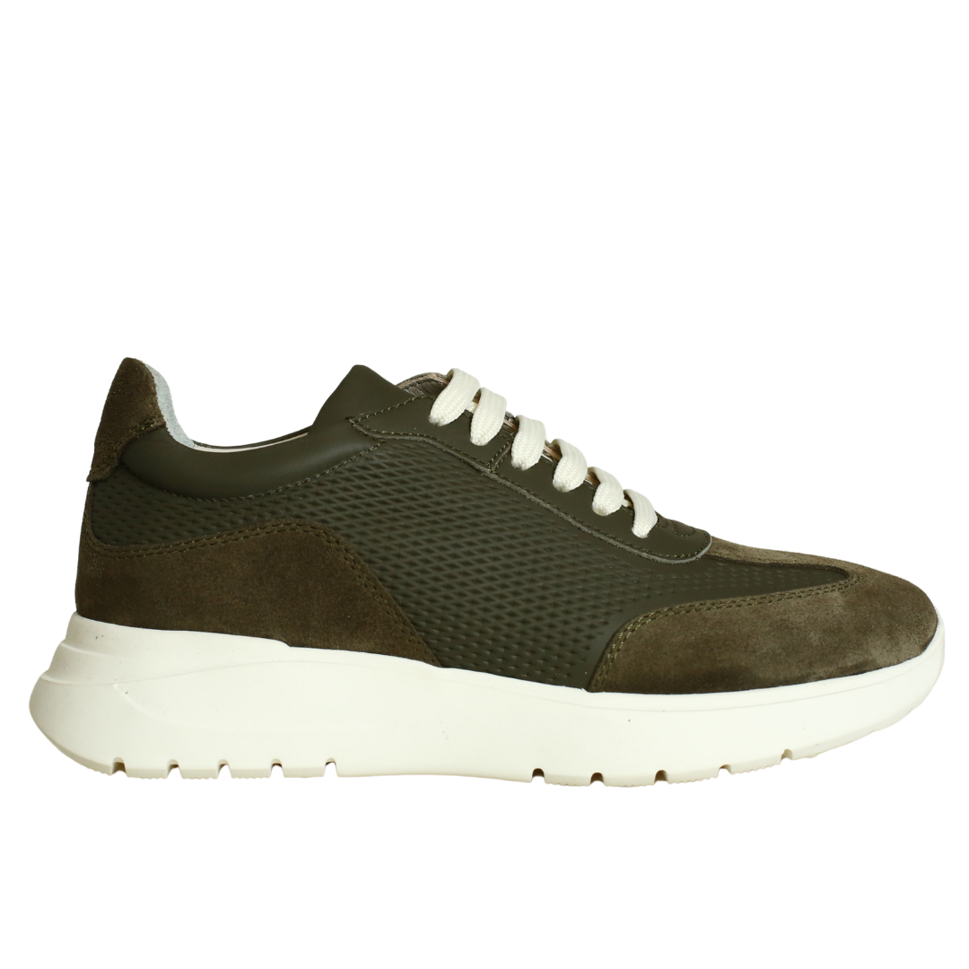 Haki Deri Kadın Sneaker