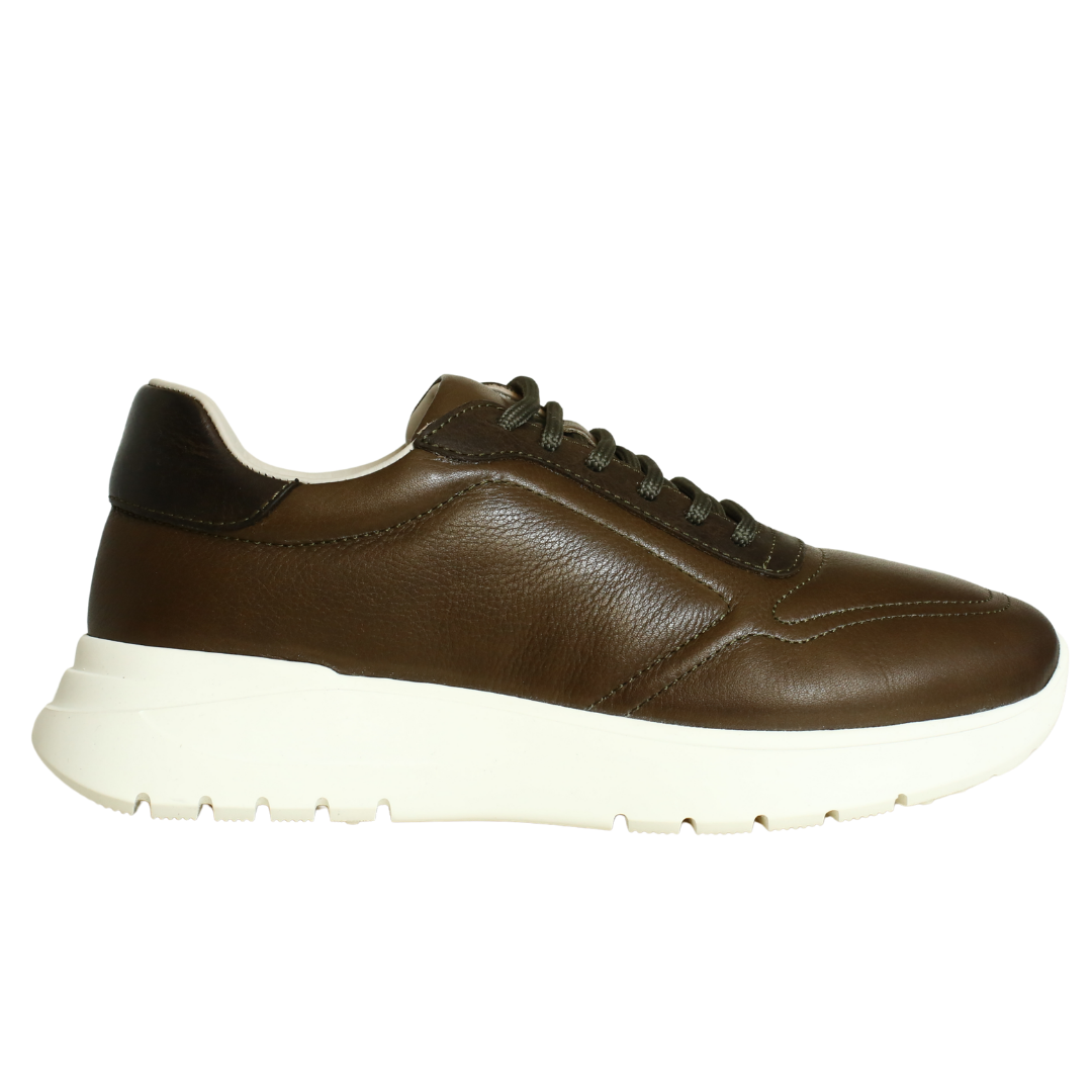 Haki Deri Kadın Sneaker