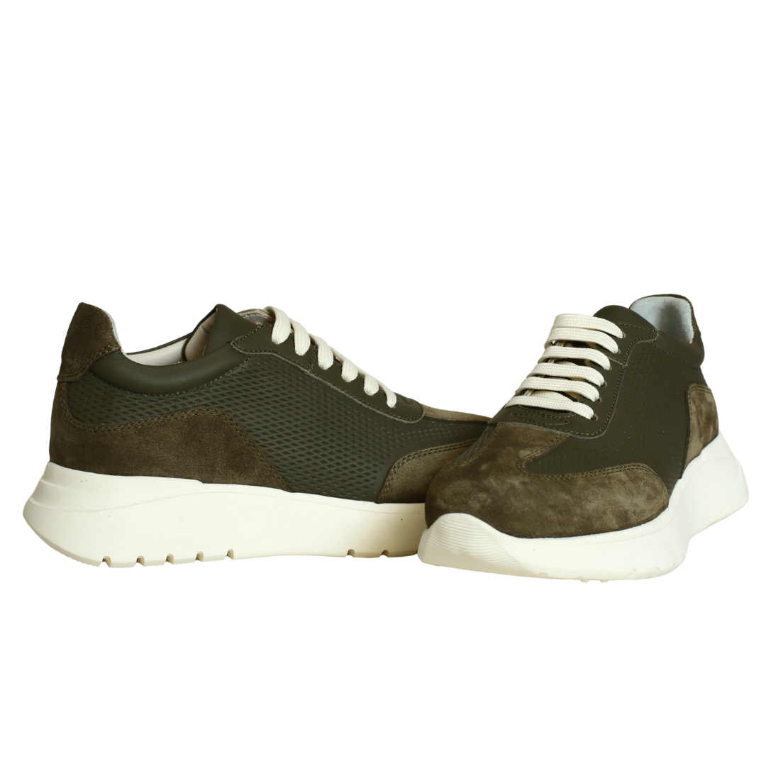 Haki Deri Kadın Sneaker
