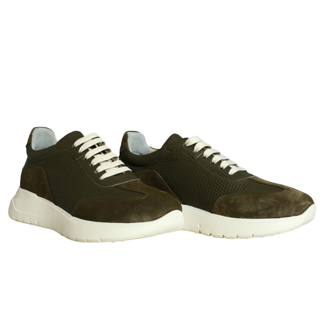 Haki Deri Kadın Sneaker