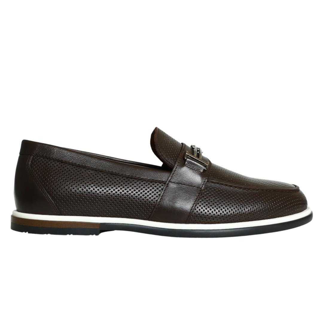 Kahve Deri Erkek Tokalı Loafer