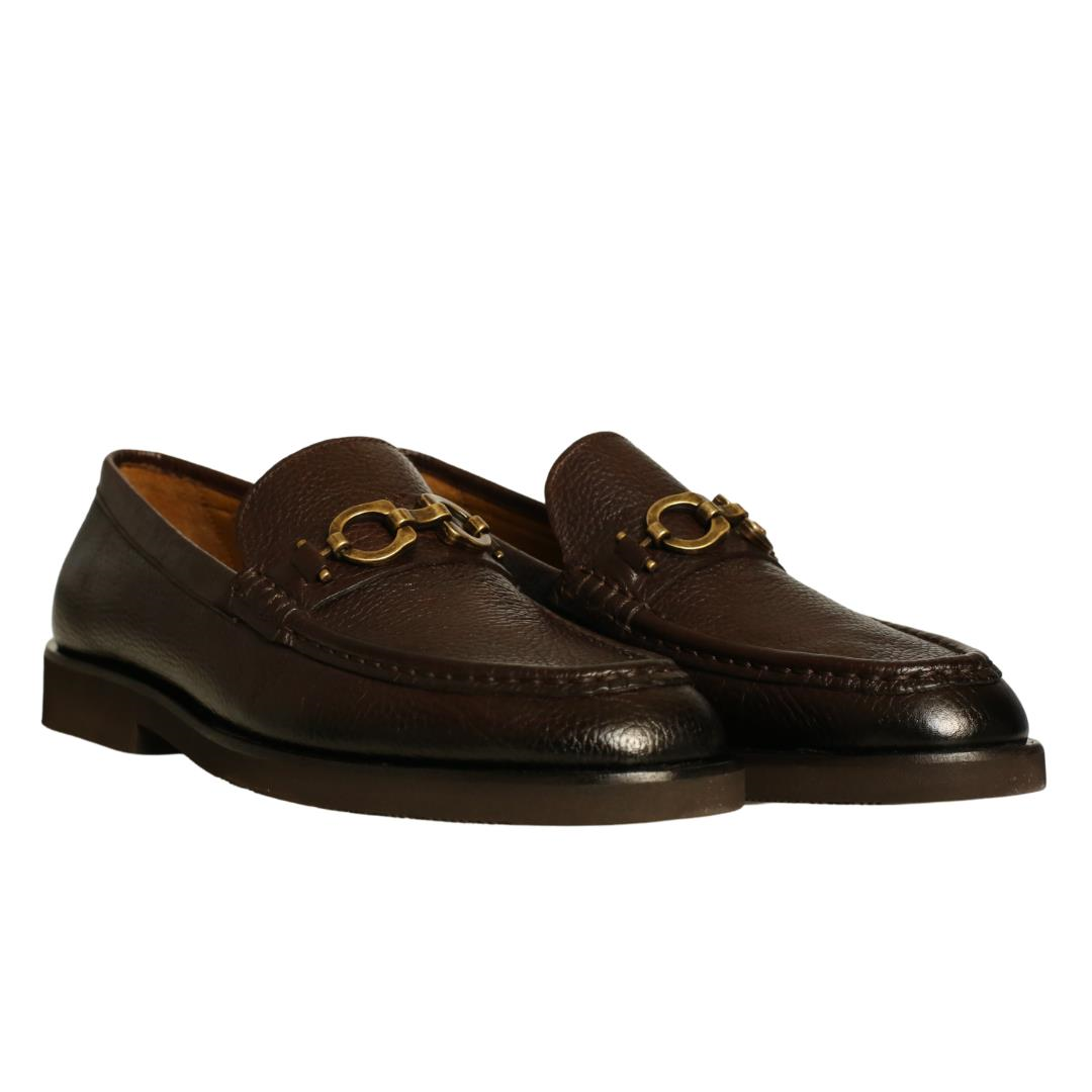 Kahve Deri Erkek Tokalı Loafer