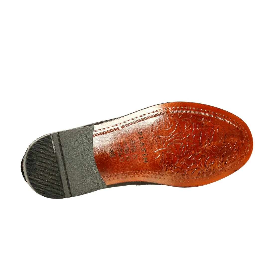 Kahve Deri Kösele Erkek Tokalı Loafer